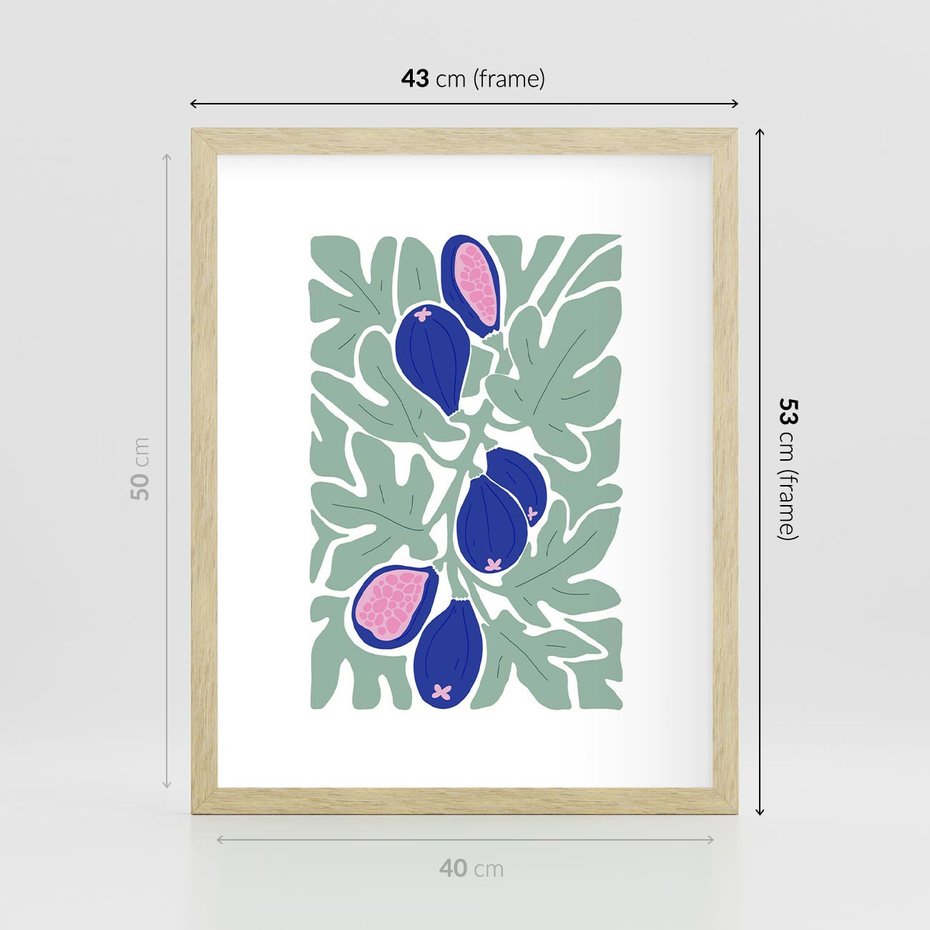 Plakat w ramie 40x50 - Figi Fioletu - figi, sztuka nowoczesna - rama drewno