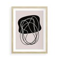 Plakat w ramie 50x70 - Abstrakcyjne Harmonie - abstrakcyjne szkicowane linie, minimalizm - rama drewno