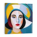Obraz na płótnie 60x60 - Kształtujące Widzenia - abstrakcyjny obraz olejny, portret twarzy kobiety