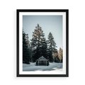 Plakat w ramie 50x70 - Chatka w Górach w Czasie Zimy - chatka w górach, zima - rama czarna