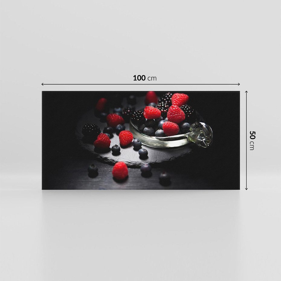 Obraz na płótnie 100x50 - Soczyste Owocowe Zestawienie Malin i Borówek - owoce, maliny