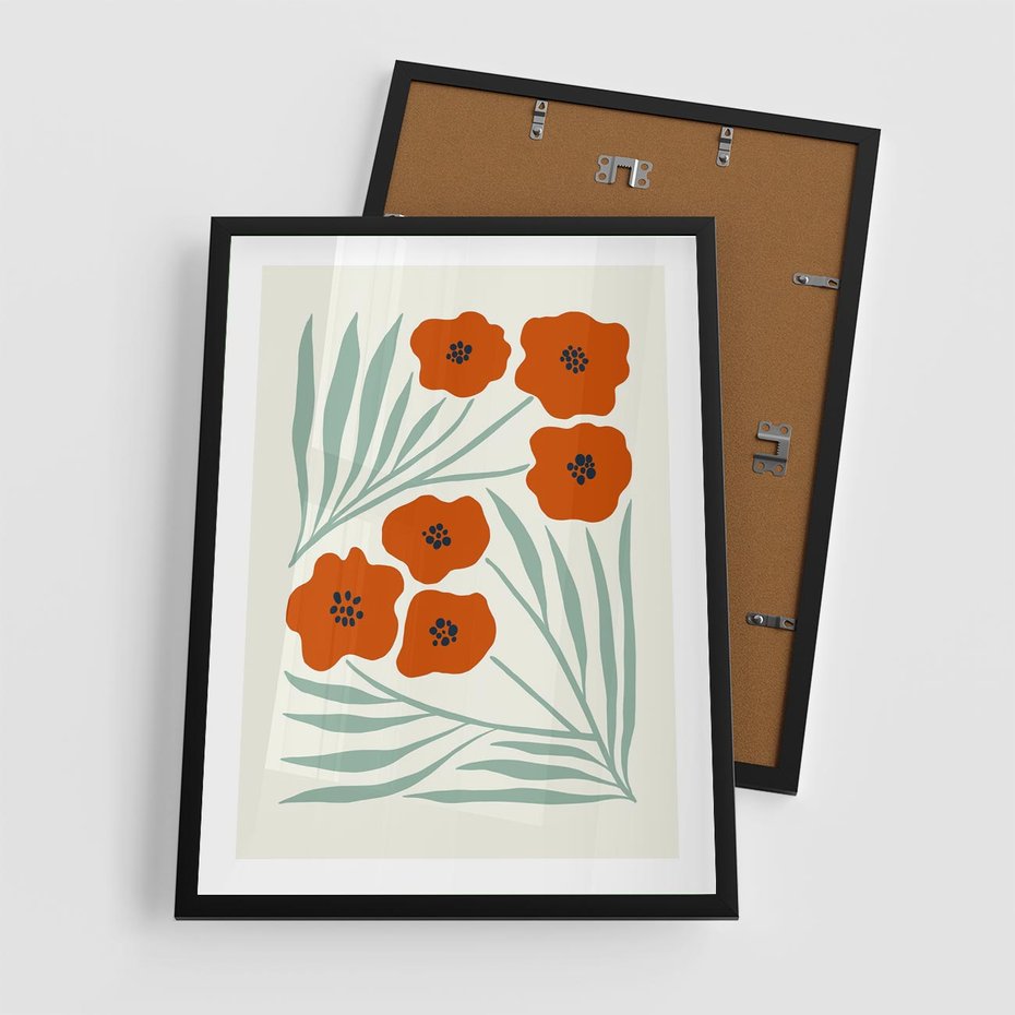 Plakat w ramie 50x70 - Makowe Odkrycie - czerwone kwiaty, maki - rama czarna