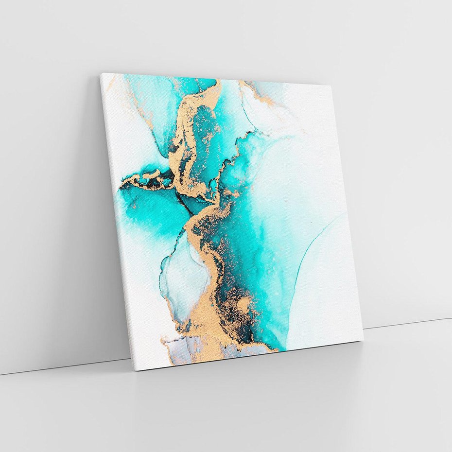 Obraz na płótnie 50x50 - Elegancja i Subtelność - marmur, złoto