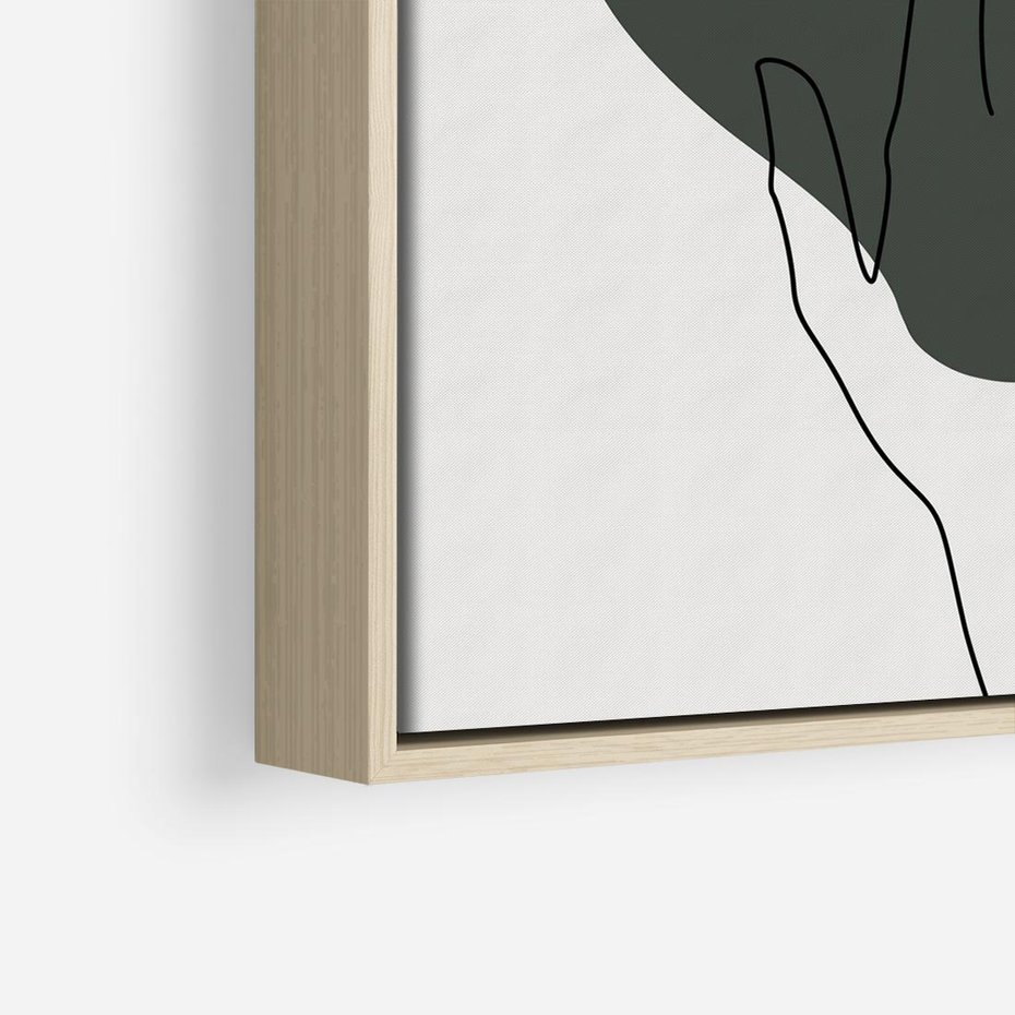 Obraz w ramie 50x50 - Bezczasowe Echo - szkic jedną linią, one line - rama drewno