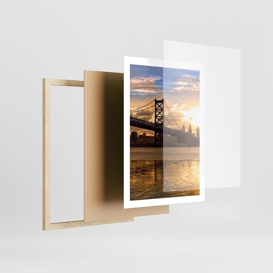 Plakat w ramie 50x70 - Most w mieście - most, miasto - rama drewno