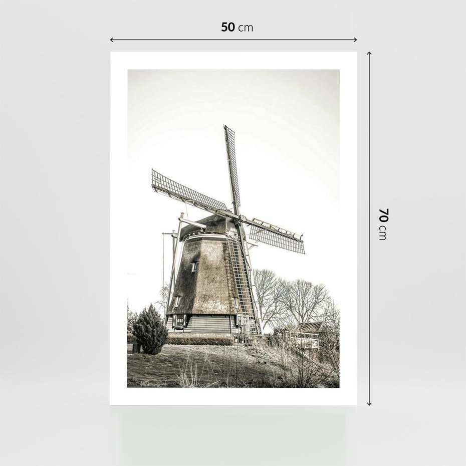 Plakat bez ramy 50x70 - Wiejska Idylla z Młynem - wiatrak, młyn