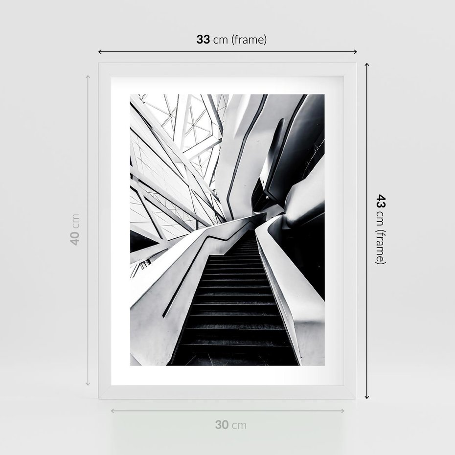 Plakat w ramie 30x40 - Współczesne Kształty - architektura, nowoczesne formy - rama biała
