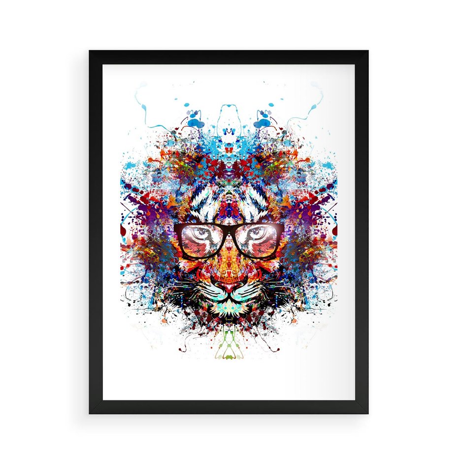 Plakat w ramie 50x70 - Tygrys w graficznej oprawie - tygrys, grafika - rama czarna