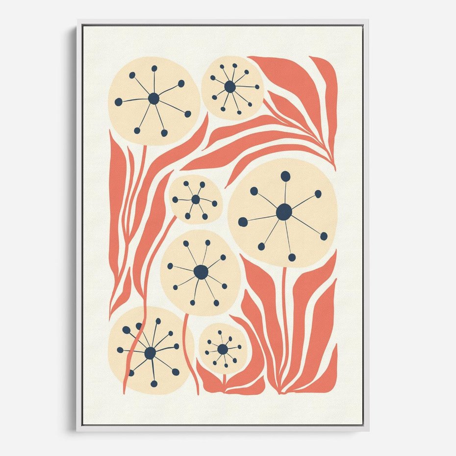 Obraz w ramie 50x70 - Impresje Harmonii - abstrakcyjne kwiaty, rośliny - rama biała