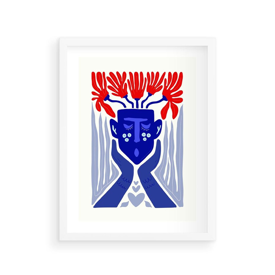 Plakat w ramie 30x40 - Nowoczesne Wcielenie Boho - etniczna maska, boho styl - rama biała