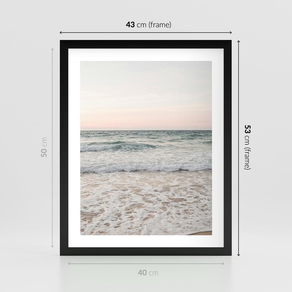 Plakat w ramie 40x50 - Krajobraz Morza i Fal - morze, fale - rama czarna