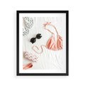 Plakat w ramie 40x50 - Letnia Elegancja na Plaży - kompozycja, elementy stroju na plażę - rama czarna