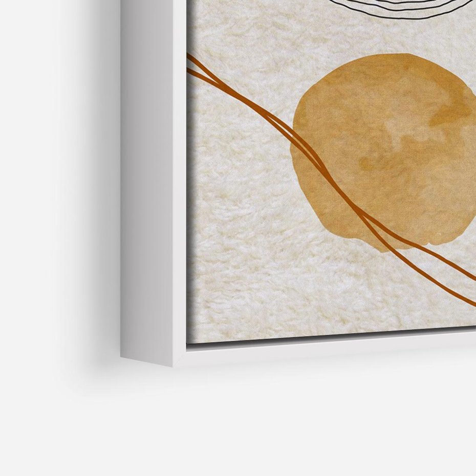 Obraz w ramie 100x70 - Liście i Geometrie - nowoczesny, akwarelowe plamy - rama biała