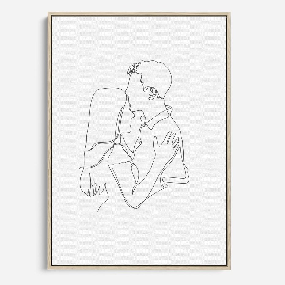 Obraz w ramie 50x70 - Bezgraniczne Przenikanie - para zakochanych, kobieta i mężczyzna - rama drewno