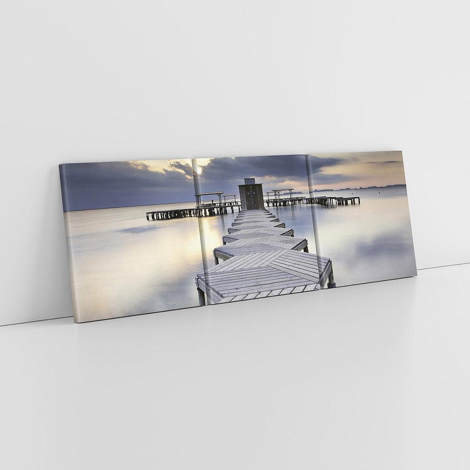 Obraz na płótnie 150x50 - Spokój nad Jeziorem - pomost, jezioro