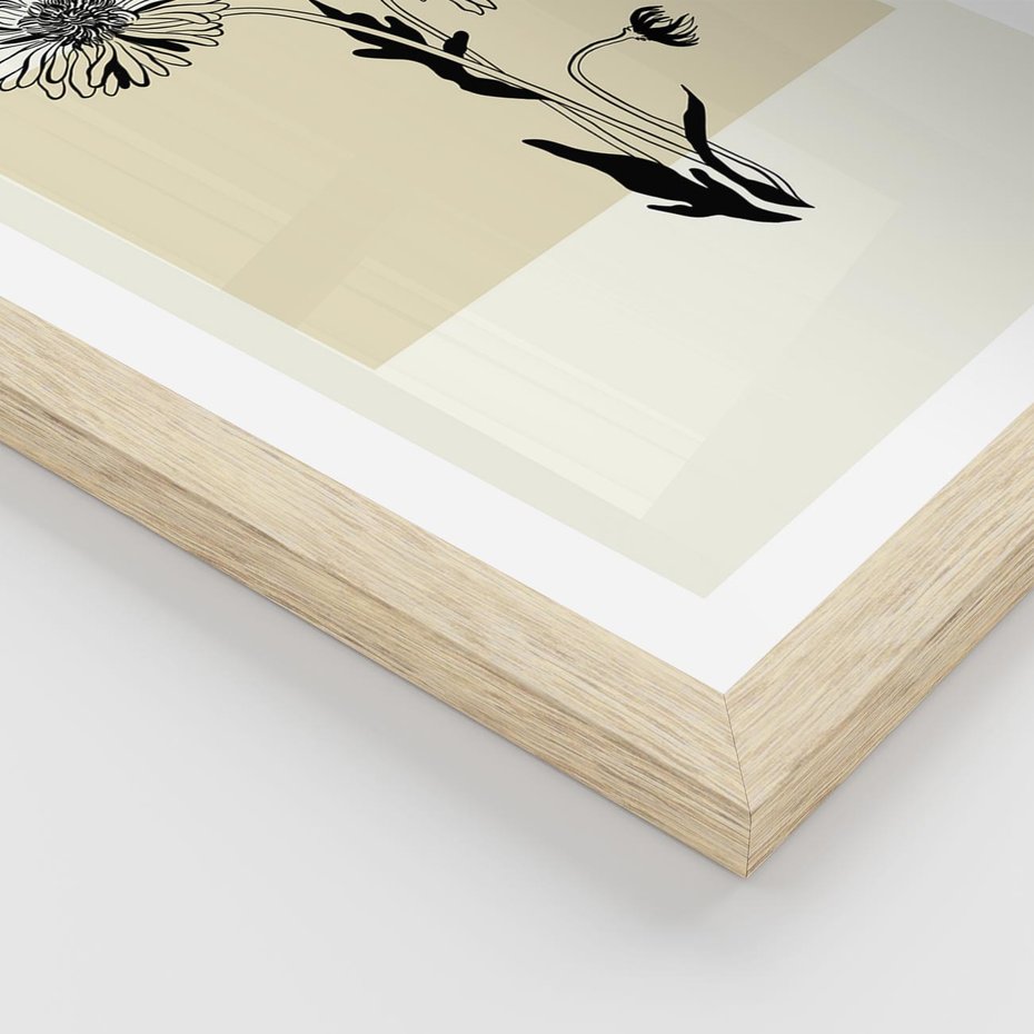 Plakat w ramie 30x40 - Kwiatowe Płótno - kwiaty, typografia - rama drewno