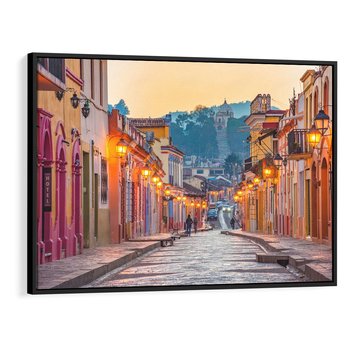 Obraz w ramie 70x50 - W stronę marzycielskich horyzontów - włoska uliczka, wieczór - rama czarna