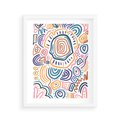 Plakat w ramie 40x50 - Strukturalne Odbicia Boho - kolorowe etniczne wzory, tęczowe żywe kolory - rama biała