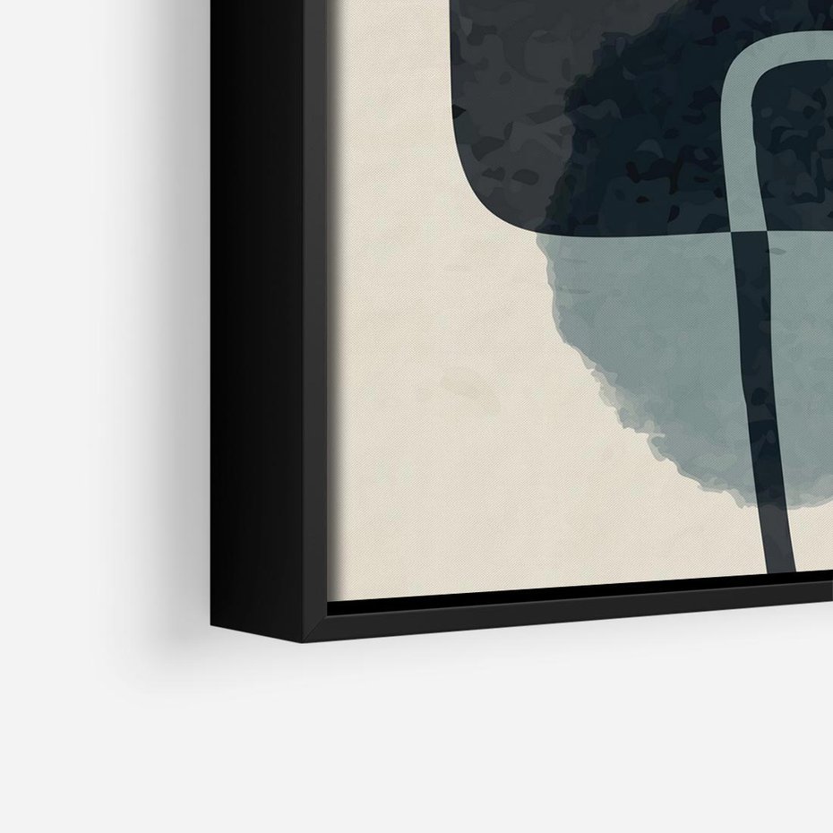 Obraz w ramie 50x50 - Migotliwe Refleksje - abstrakcyjne nieregularne kształty, minimalistyczny plakat - rama czarna