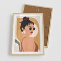 Plakat w ramie 50x70 - Kobieca Przenikliwość - nowoczesny plakat, styl retro - rama drewno
