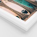 Plakat w ramie 40x50 - Deski Surfingowe w Pionie - deski surfingowe, ustawione pionowo - rama biała