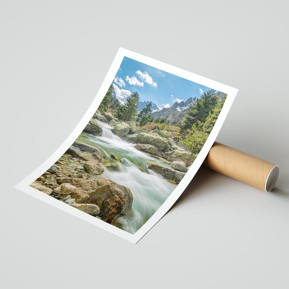 Plakat bez ramy 21x30 - Górski strumyk w harmonii - strumyk, górski