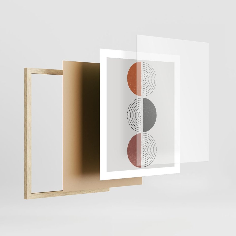 Plakat w ramie 40x50 - Eksperymenty z Geometrią - geometryczny plakat, sztuka nowoczesna - rama drewno