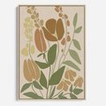 Obraz w ramie 80x120 - Beżowo i Roślinnie - nowoczesny plakat, roślinność - rama drewno