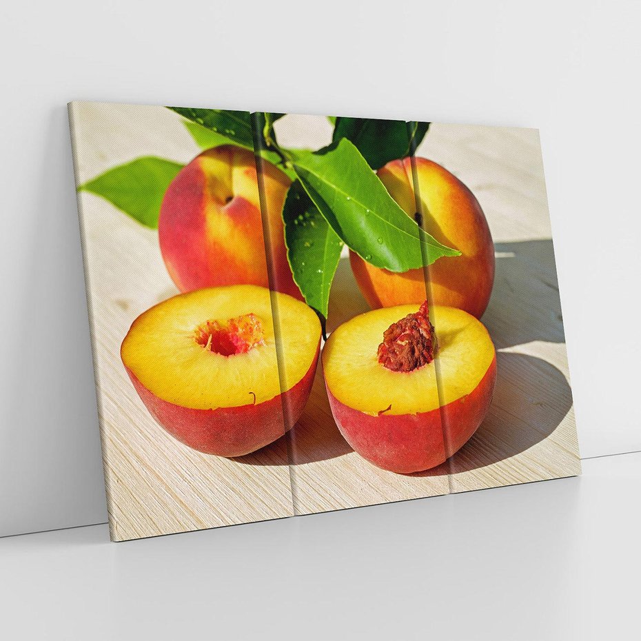 Obraz na płótnie 120x80 - Brzoskwinie Delikatny Urok - brzoskwinie, owoce