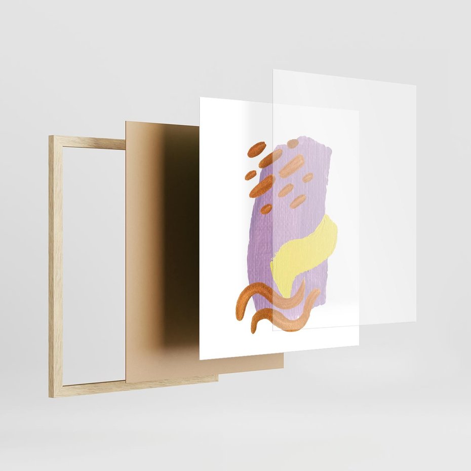 Plakat w ramie 40x50 - Kolorowe Pastelowe Spektrum - akwarela, minimalizm - rama drewno