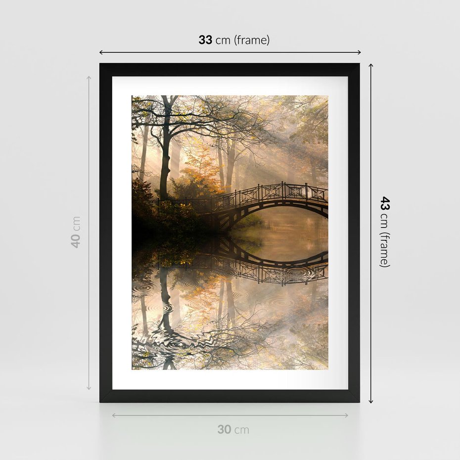 Plakat w ramie 30x40 - Romantyczny Mostek - mostek, romantyczny - rama czarna