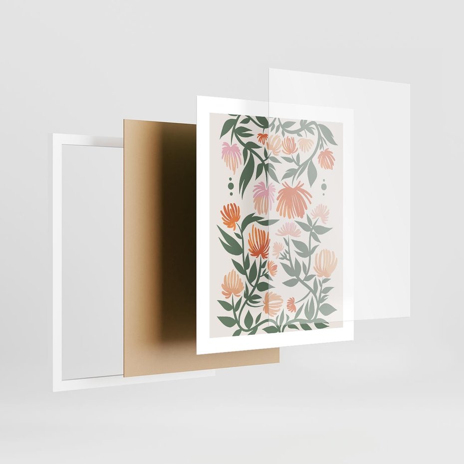 Plakat w ramie 40x50 - Kwiatowe Odbicia - kwiaty polne, plakat - rama biała