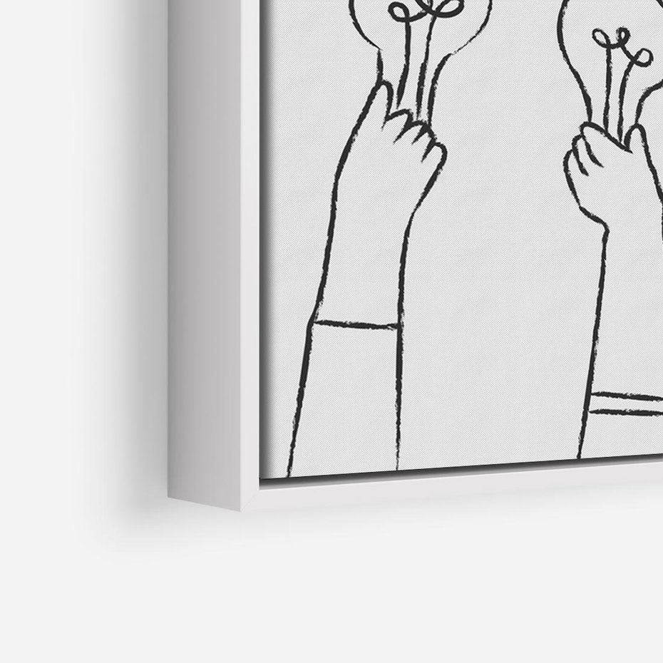 Obraz w ramie 70x50 - Idea w Rękach - szkic, grafika - rama biała