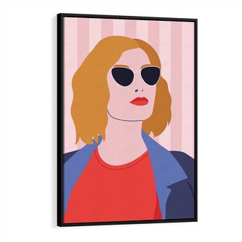 Obraz w ramie 70x100 - Kobieca Ekspresja - nowoczesny plakat, styl retro - rama czarna