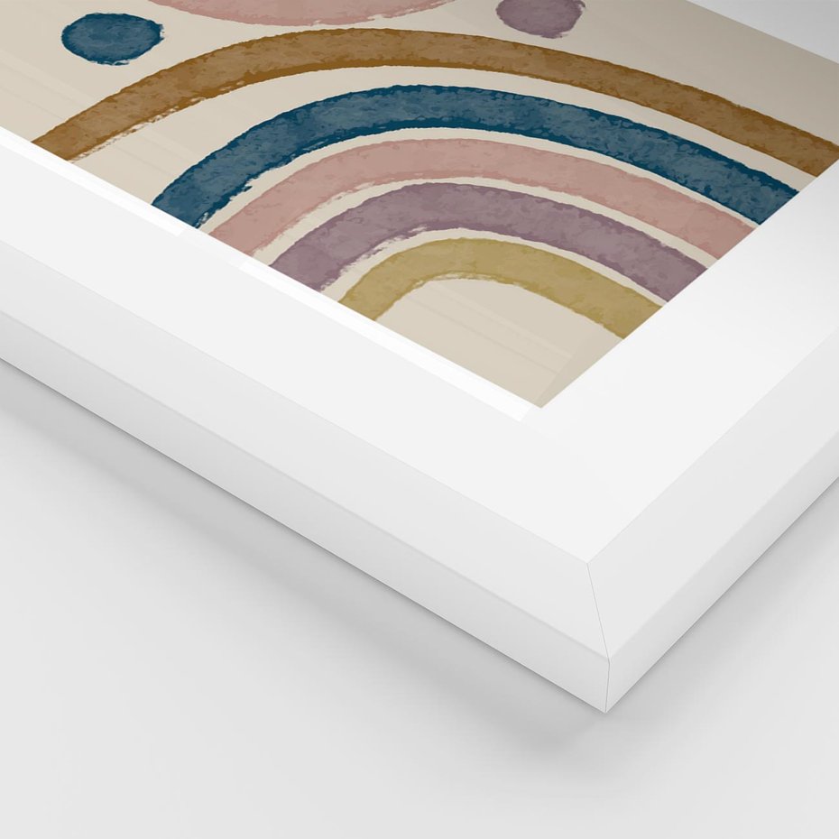 Plakat w ramie 40x50 - Kształtujące Inspiracje - abstrakcyjne tęcze, kompozycja - rama biała