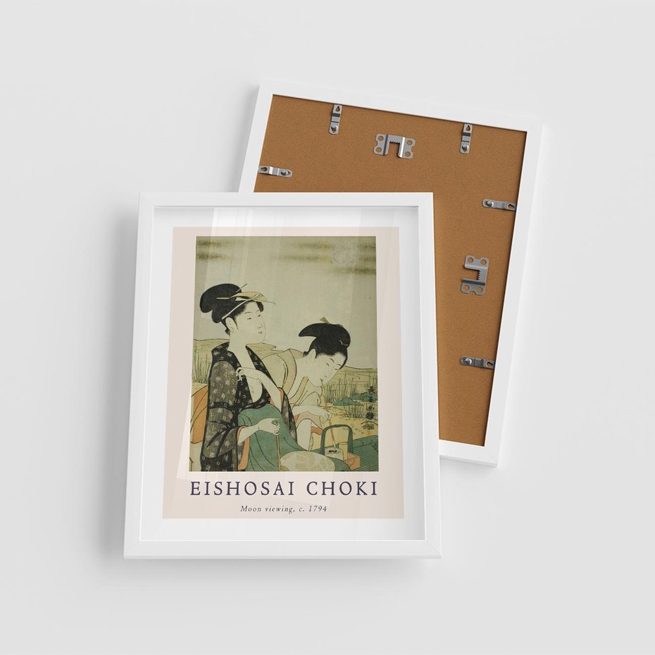 Plakat w ramie 40x50 - Rycina Eishosai Choki - staraa chińska rycina, eishosai choki - rama biała