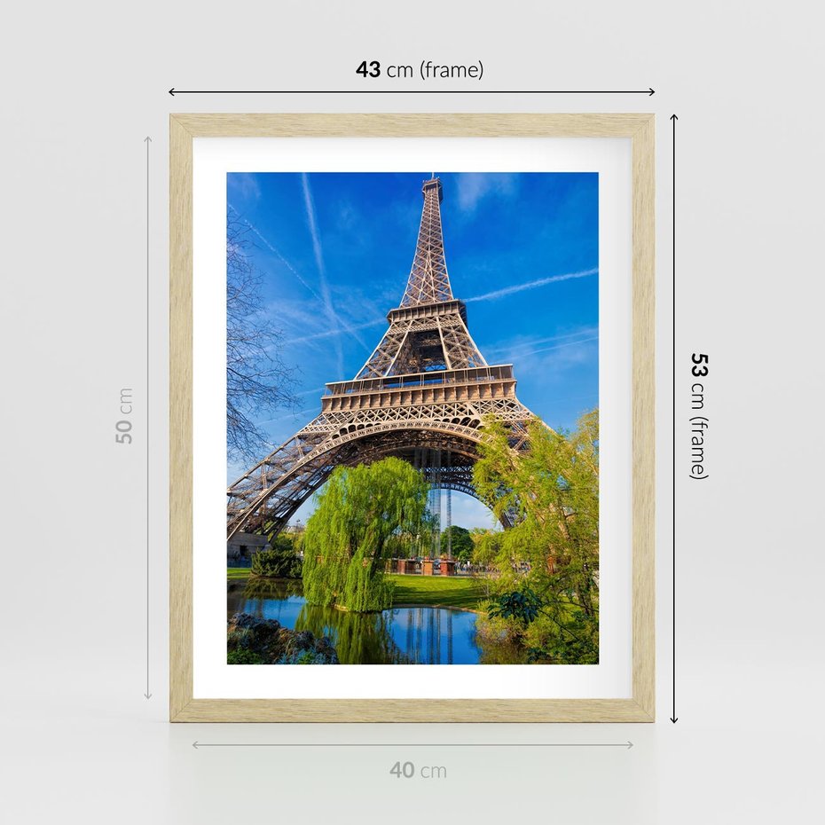 Plakat w ramie 40x50 - Wieża Eiffla w Paryżu - Eiffla, Paryż - rama drewno