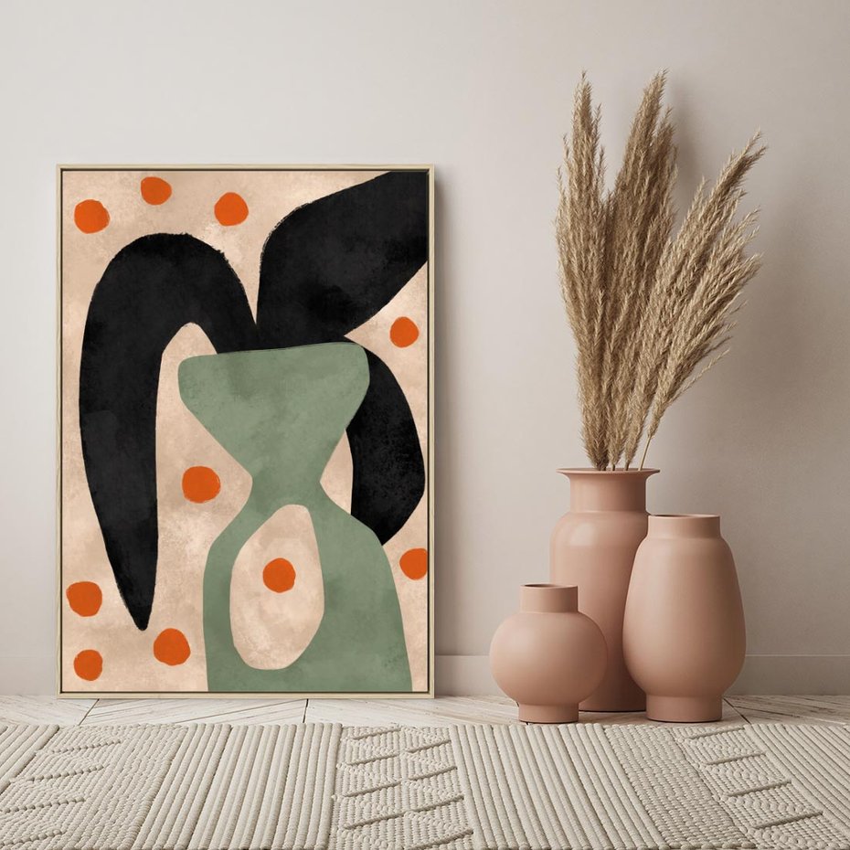 Obraz w ramie 80x120 - Impresje Boho - abstrakcyjny obraz, plakat - rama drewno