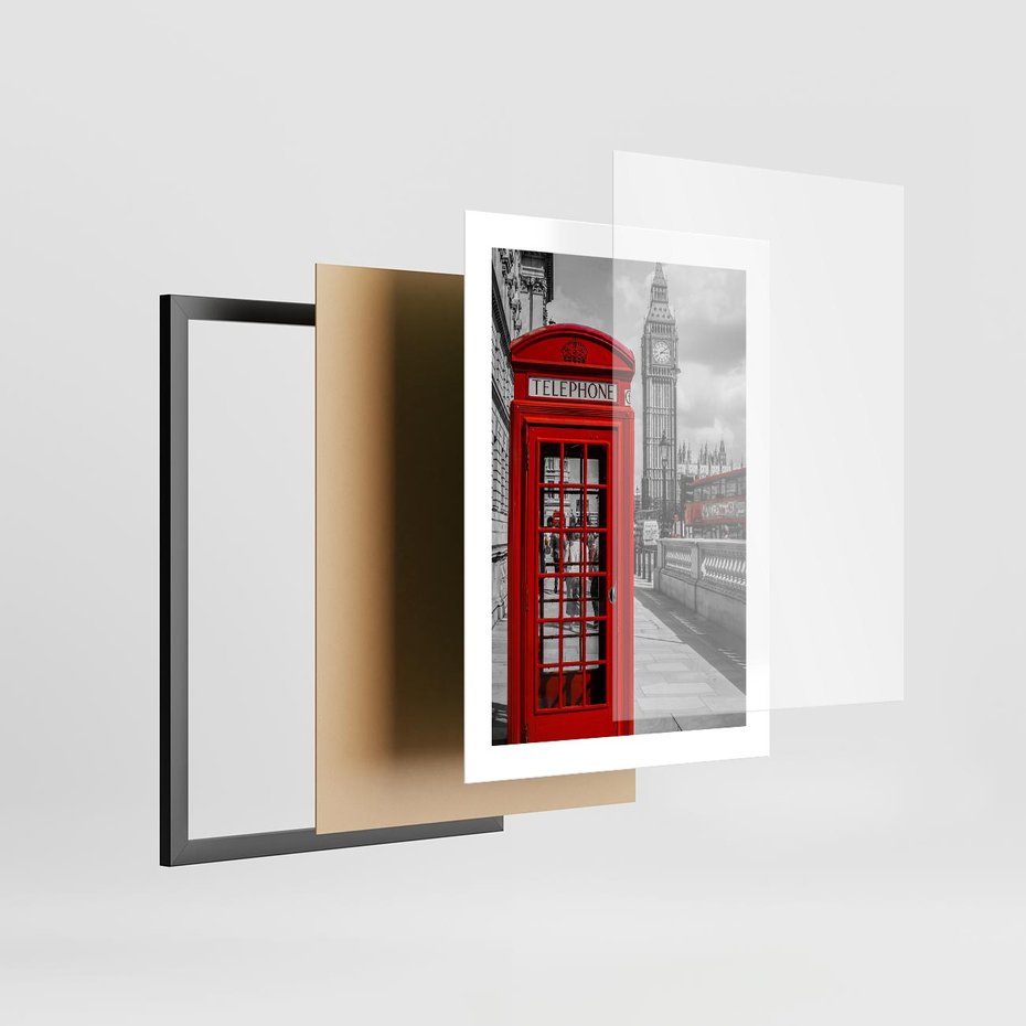 Plakat w ramie 30x40 - Budka w Londynie - Londyn, budka - rama czarna