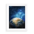 Plakat w ramie 50x70 - Kosmiczne Horyzonty - Ziemia, kosmos - rama biała