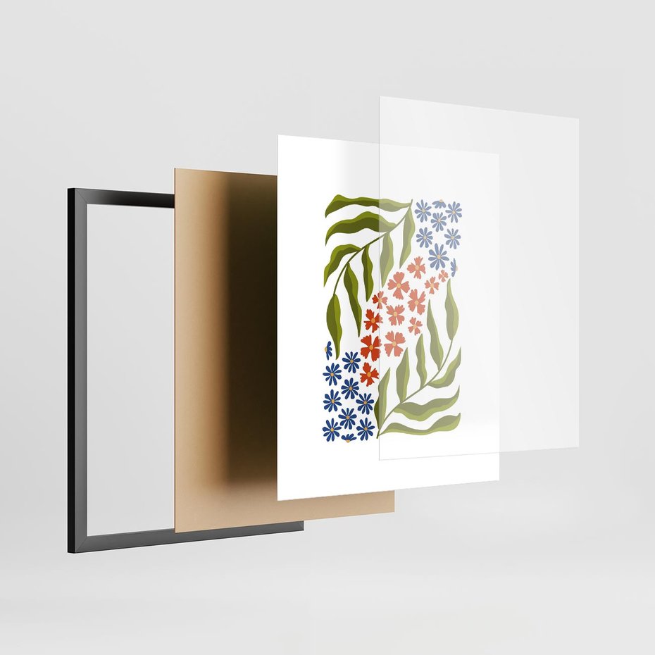 Plakat w ramie 40x50 - Splątane Granice - kwiaty, sztuka nowoczesna - rama czarna