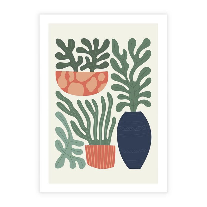 Plakat bez ramy 30x40 - Abstrakcyjne Roślinne Formy - nowoczesna grafika, rośliny