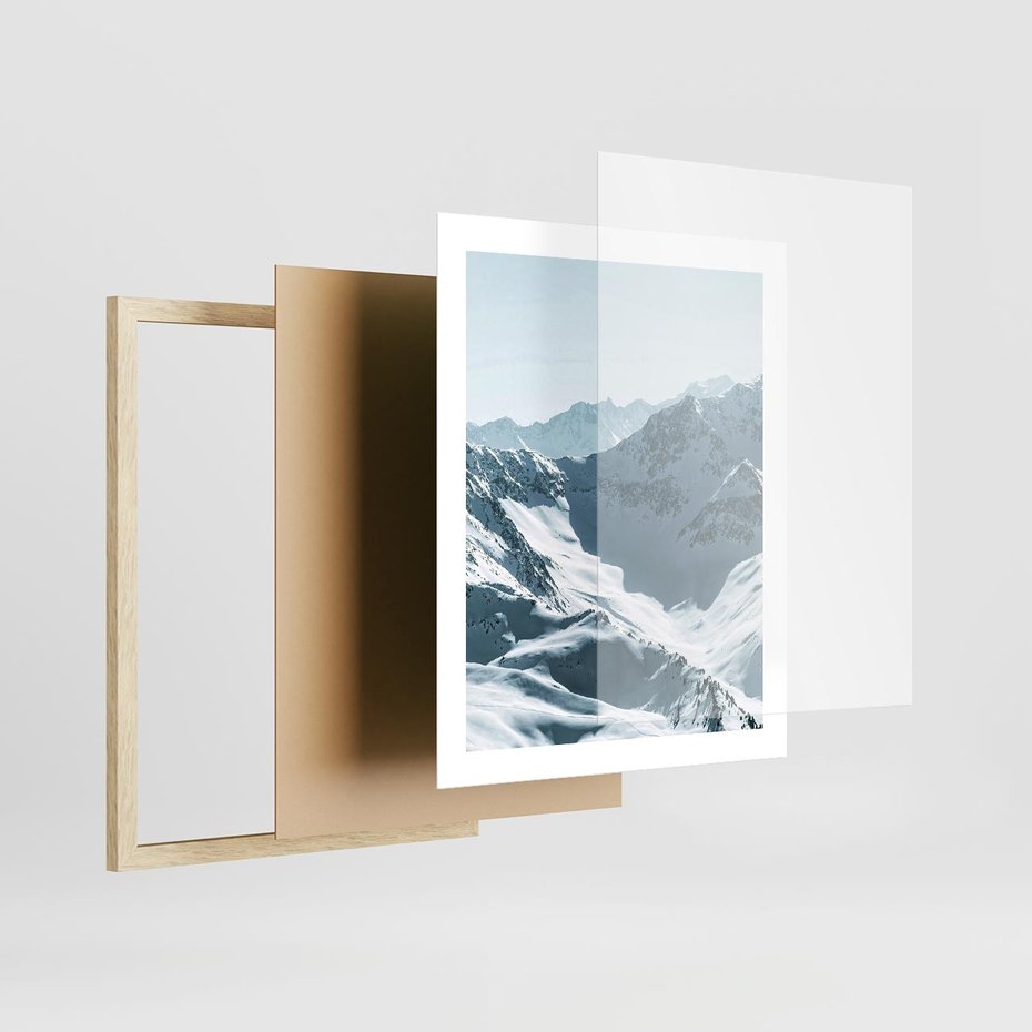Plakat w ramie 40x50 - Surowość Gór - górskie szczyty, śnieg - rama drewno