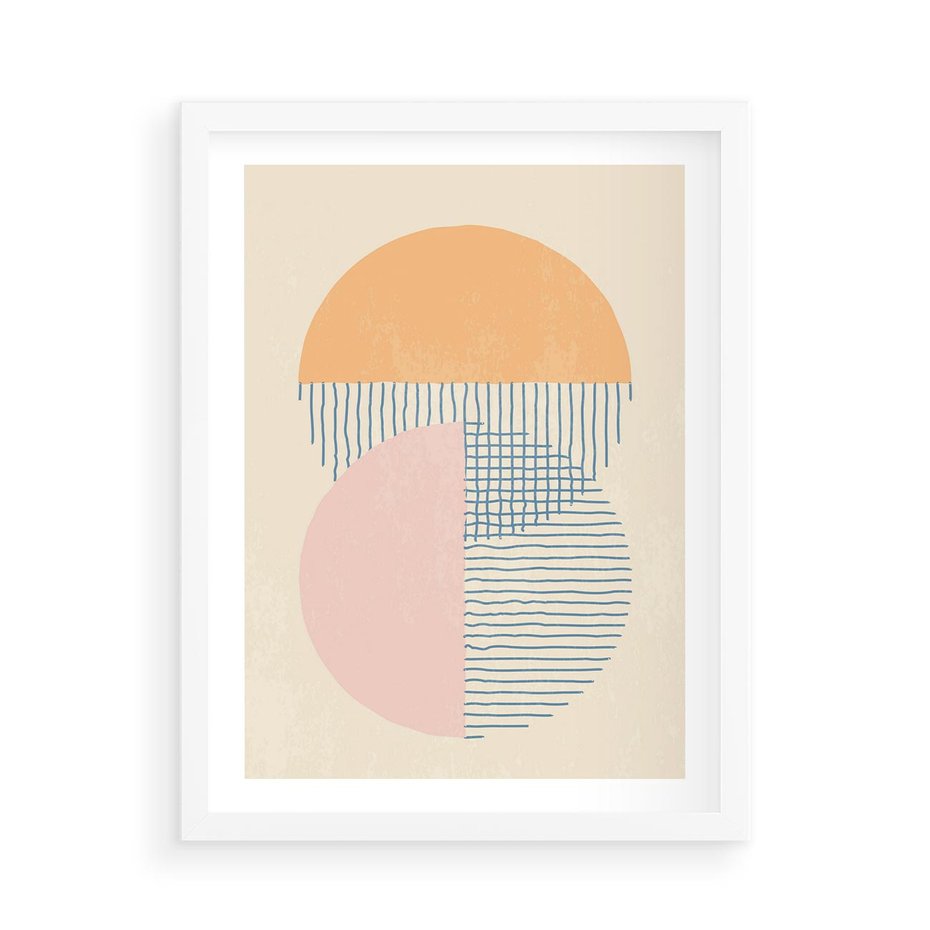 Plakat w ramie 50x70 - Migotliwe Wzory - geometryczne kształty, koła - rama biała