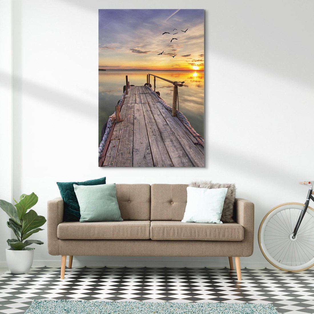 Obraz na płótnie 70x100 - Zachód Słońca na Pomostcie - zachód, słońca