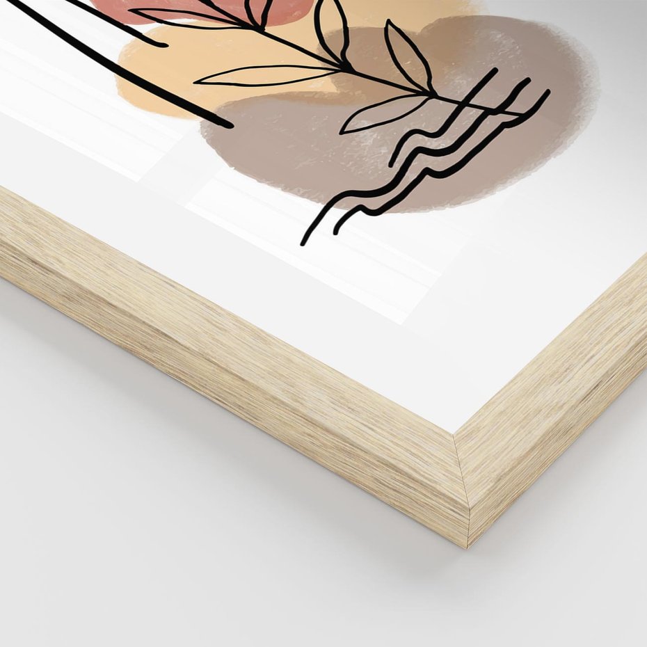 Plakat w ramie 50x70 - Konturem Przenikające - abstrakcja, sztuka nowoczesna - rama drewno