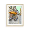 Plakat w ramie 30x40 - Kawiarenkowy Szkic - malowany, szkic - rama drewno