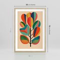Plakat w ramie 50x70 - Wnętrza Kształtów - abstrakcyjny kolorowy tęczowy obraz, inspiracje roślinne - rama drewno