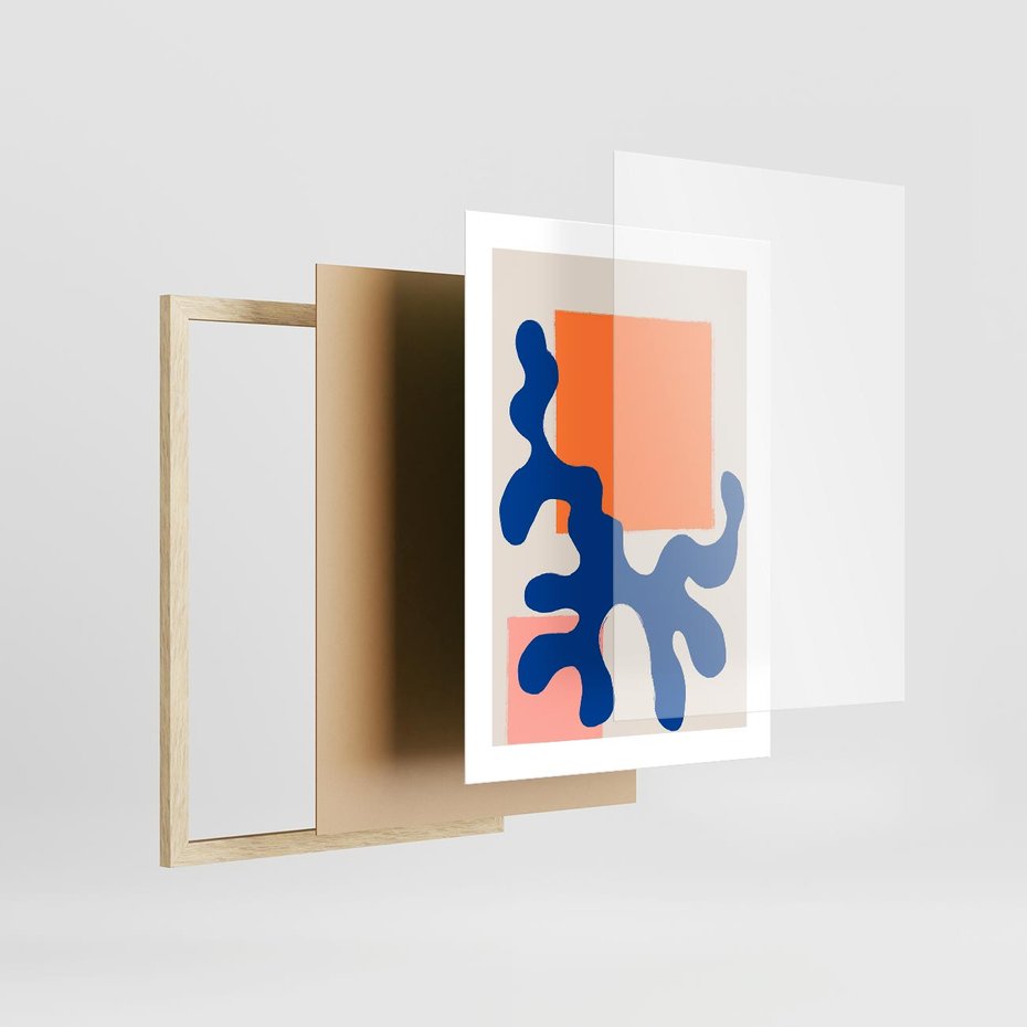 Plakat w ramie 30x40 - Bezczasowe Pastelowe Plamy - abstrakcja, nowoczesny plakat - rama drewno
