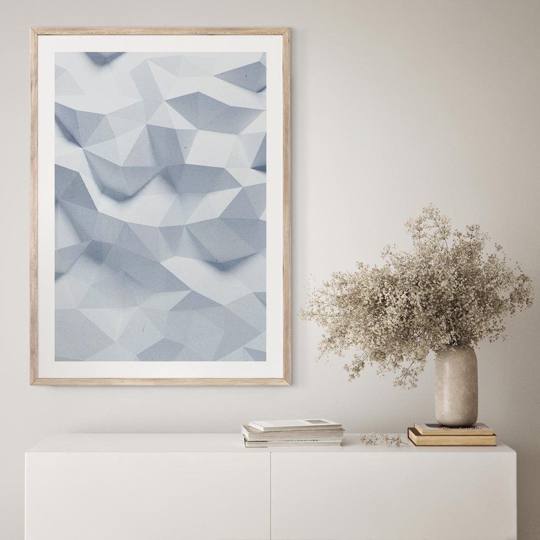 Plakat w ramie 50x70 - Trójwymiarowa geometria - geometria, 3d - rama drewno